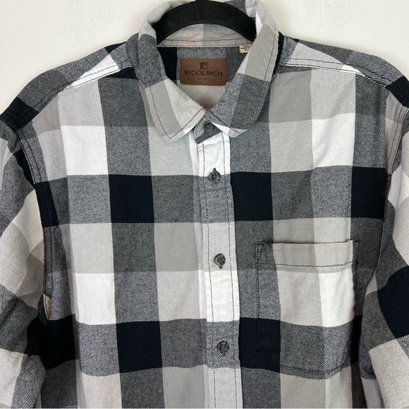 Woolrich button down shirt mens XL Black White checkered collared long sleeve - Picture 3 of 9